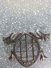 Vintage 1960 s Figural Black Cast Iron Bullfrog Four Footed Pot pan Trivet Nr
