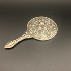 Antique 800 Silver Plated Hand Mirror W repouss   Detailing