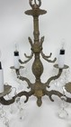 Spain   French Style Brass 4 Arm Chandelier W  Crystal Prisms Antique Vtg