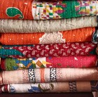 Indian Handmade Vintage Cotton Reversible Kantha Quilts Blanket Bedspread Cover