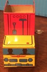 Japan Miniature Litho 1950s  Garbage Truck Vintage Mechanical Tin Toy Wind Up