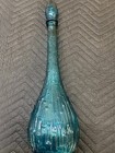 Vintage Empoli Teal Wax Drip Genie Bottle - Decanter W  Stopper 21 75  Tall
