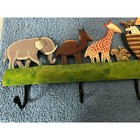 Noah s Ark Four Hook Wall Mounted Coat Rack Hand Crafted Hand Painted