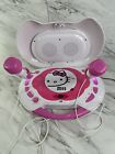 Hello Kitty Kt2003b Cd Karaoke System  Cd Player W  2 Microphone   Holder Tested