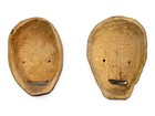 Lot 2 Vtg Alaska Native Eskimo Wood Face Carvings For Dolls Masks Inuit Carved