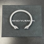 David Yurman 925 Silver 7mm Drill  Cuff Bracelet Size M 6-7 Inch