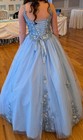 Ice Blue Embroidered Tulle Sweet 16   Quincea  era Floral Princess Ballgown Sz 10