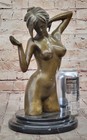 Art Deco Handcrafted Nude Female Woman Bust Bronze Sculpture Figurine Figure