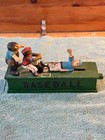 Vintage Antique Style Cast Iron Mechanical Bank Baseball Safe Sliding Home