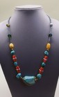 Ancient Roman Glass  amber turqoise And Coral Beads Necklace