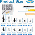 455pcs Punk Spikes And Studs Kit For Clothing  12 Sizes Premium Metal Cone Spike
