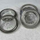 Vintage Crystal   Silverplate Coaster Set Of 5   Atomic Starburst Floral 4 