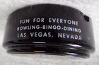 Showboat Casino Hotel Las Vegas Bowling Vintage Black Glass Cigarette Ashtray