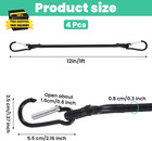 4 Pcs Double End Bag Bungee Cords  Black Bungee Cords With Carabiner Hooks  Tie