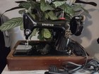 Vintage Singer Spartan 192k Sewing Machine W  Wood Case   Pedal - Tested   Works