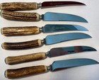 Lewis Rose   Co ltd  Real Stag Horn Cutlery  Sheffield England 50 s 9 Piecs