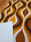 Awesome Rare Vintage Mid Century Retro 70s Golden Brn Narrow Drop Fabric  Look 