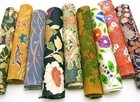S038_bundle  Japanese Kimono Silk Fabric Set  9 Pieces