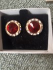 Avon Vintage Women   s Set Round Rhinestone Halo Red Purple Blue