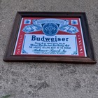 Vintage Budweiser Lager Beer Bar Mirror Anheuser-busch Framed Sign 13 5x10 5 