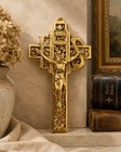 Vintage Ihs Wall Crucifix Gold Metal Jesus Cross Religious Catholic 9    Ornate