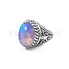 Natural Moonstone Mens Ring  Handmade Gemstone German Silver Ring