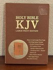 New Large Print Brown King James Version Bible W pu Leather Cover   Satin Ribbon