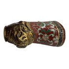 2 25    Chinese Cloisonn   Bull Head Figurine - Red With Gold Accents