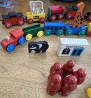 Brio Lot Of Vintage Trains And Accessories Trees Animals Pawns W Brio Backpack 