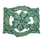 Vintage Rare Mint Seafoam Green Bakelite Art Deco Floral Flower Carved Brooch