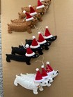 Lot Of 11 Dachshund Weiner Dog Felt Christmas Ornaments Santa Hats 3 Colors New