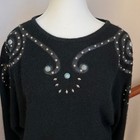 Vintage 80s Black Western Angora Silk Sweater Medium Studded Avant Garde