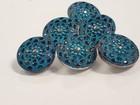 Volcano   Green Mandala Czech Glass Buttons Lot Of 6 New Pour Vintage Mold 18mm
