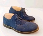 Alpine Swiss Beau Mens Oxfords Blue Suede Wingtips Dress Shoes Size 9 Lace Up