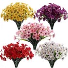 2-10 Bundles Outdoor Artificial Uv Resistant Plastic Flowers Plant Silk Flower