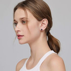 Adirfine 14k Solid Gold Basket Set Round Black Cubic Zirconia Studs Earrings