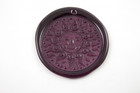 Vintage Round Purple Amethyst Pressed Glass Smiling Sun Sol Suncatcher Medallion