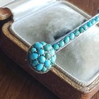Antique Victorian Gilt Sterling Silver Natural Turquoise Bar Brooch