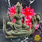 Ancient Dvaravati Green Bronze Statue Khmer Magic Goddess Cobra Naga 5head 16152