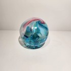 Oregon Coast Taft Art Glass Paperweight 2016 Blue Pink Swirl Sphere Float Marked