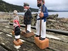 Vintage Hand Carved Wooden Folk Art Sea Captains Sailors Pirate Figures Set 4