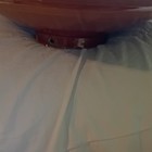 1980s Orange Enamel On Copper Bowl Wdecorative Brass Trim Measures 16 Inches Dia