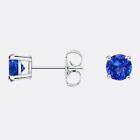 2 00 Ct Tanzanite Stud Earrings 14k White Gold Round Cut Basket Push Back 7mm