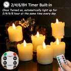 6pcs Real Wax Flameless Flickering Led Tea Light Candles Timer Battery Operated