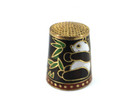 Cloisonne Thimble Panda Bears Bamboo Enamel   Gold Sewing Collectible Vintage