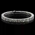 7ct Baguette Cut Lab-created Diamond Men s Tennis Bracelet 14k White Gold Plated