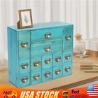 Vintage Apothecary Cabinet Dressers Label Holder Wooden 14 Drawers Organizer