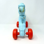 Vintage Empire Blue   Red Horse Pony Plastic Blow Mold Kids Pull Toy On Wheels
