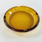 Vintage Large Heavy Honey Brown Yellow Glass Cigar Cigarette Ashtray 8    Mcm