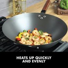 Babish 13-inch Carbon Steel Wok  Wood Handle  Easy Clean Stir Fry Pan